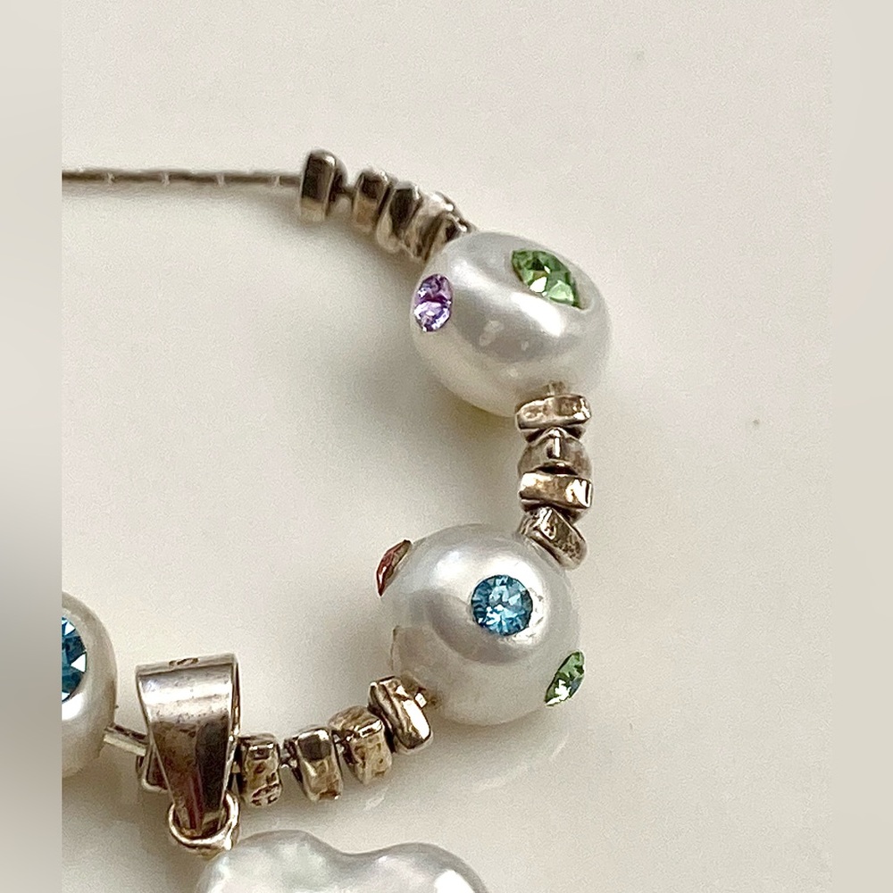 N277-Handmade S925 Freshwater Pearl Crystal Necklace - Picture 14 of 14